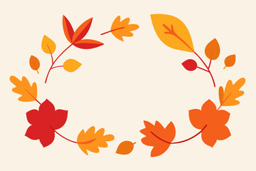 Fototapeta premium Autumn Leaves Wreath Fall Foliage Frame for Design Projects