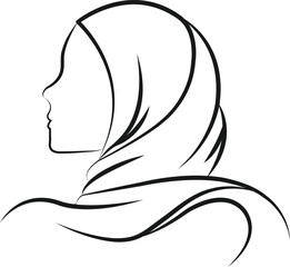 Female Profile with Hijab Silhouette Black Icon