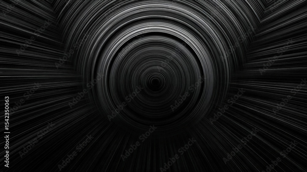 Poster black and white abstract background with a circular shape in the center.
