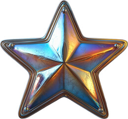 Futuristic Holographic Star Icons – Iridescent 3D Badges Set