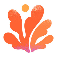 Coral ocean reef illustration.Underwater organic shape.Hand drawn graphic element in naive simple style for banners,smm,branding,packaging,covers,prints.Retro summer tropical symbol
