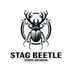 Stag Beetle Vector Logo Design