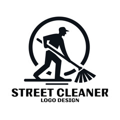 Street Cleaner Vector Logo Design