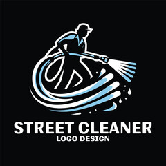 Fototapeta premium Street Cleaner Vector Logo Design