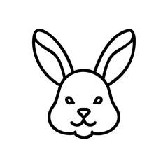 Cute Black Line Art Bunny Rabbit Face Illustration Handmade Animal Design vector