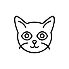 Cute Black Line Art Cat Face Icon Handmade Animal Illustration Simple Pet Graphic Design Element