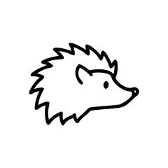 Cute Handmade Hedgehog Head Profile Line Art Illustration Black White Simple Animal Face Design