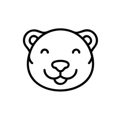 Obraz premium Cute Handmade Black Line Art Animal Face Icon Happy Smiling Bear Cartoon Character Design Element