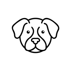 Cute Black Outline Drawing of a Dogs Face Simple Handmade Animal Portrait Icon puppy