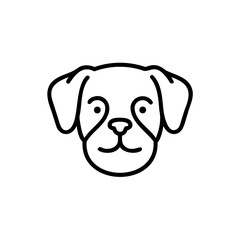 Cute Handmade Dog Face Outline Illustration Black White Simple Animal Icon Graphic Design Element