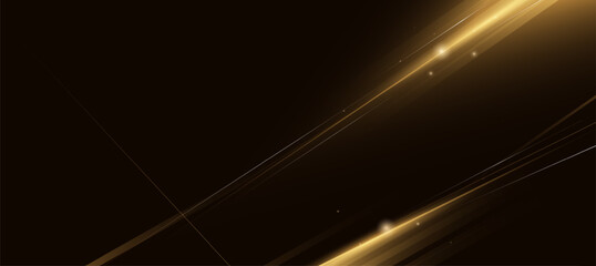 Abstract Golden Glow on Black Background with Luxury Light Effect
