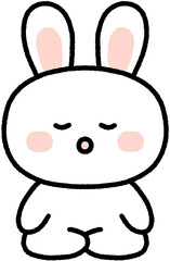 요기 자세를 하고 있는 토끼 캐릭터 감정 공부 직장인 동물 캐릭터 스티커 일러스트