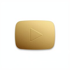 Golden youtube play button isolated on white background