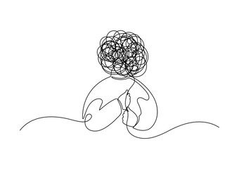 Psychological therapies. Mindfulness psychotherapy concepts. Continuous line drawing.
