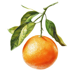 watercolor clipart of orange with leaves