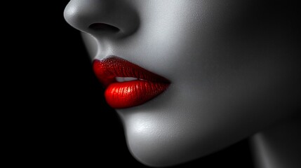 Sensual Red Lips, Close-up Beauty Portrait