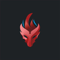 Red Flame Mask – Abstract Fantasy Logo