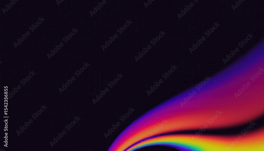 Poster vibrant abstract curve with smooth rainbow gradient on dark background, ideal for web design, digita