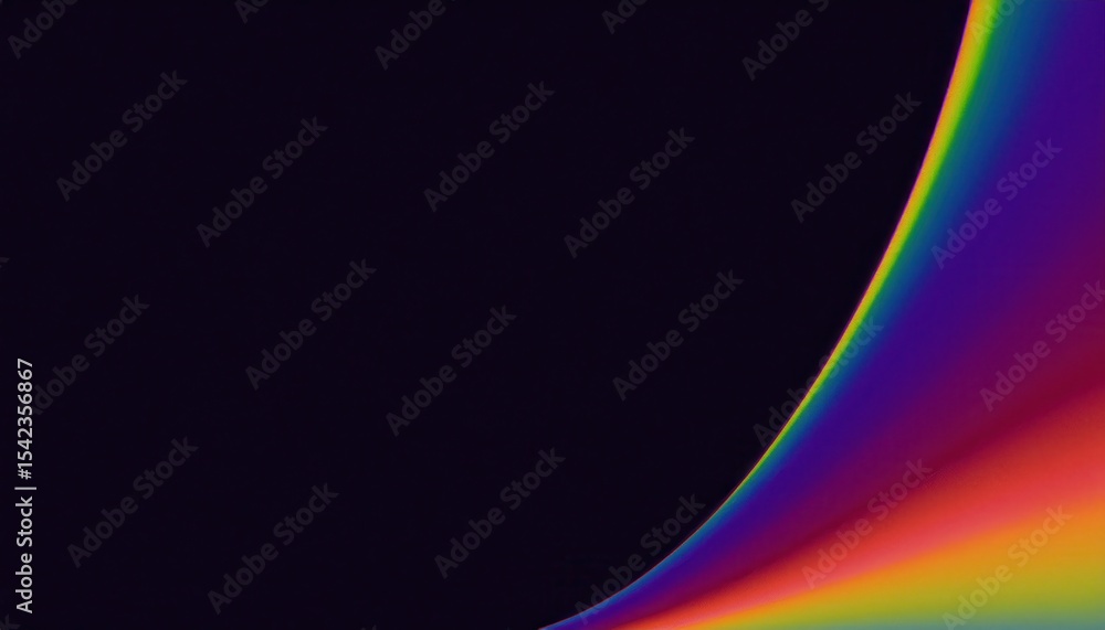 Poster vibrant abstract curve with smooth rainbow gradient on dark background, ideal for web design, digita