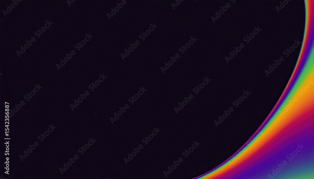 Poster vibrant abstract curve with smooth rainbow gradient on dark background, ideal for web design, digita