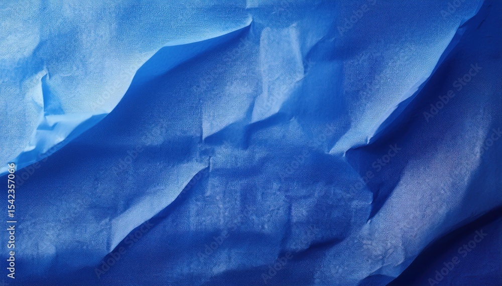 Poster wrinkled blue fabric texture with soft lighting and subtle shadows, ideal for abstract background, t