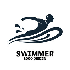 Swimmer Vector Logo Design