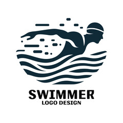 Swimmer Vector Logo Design