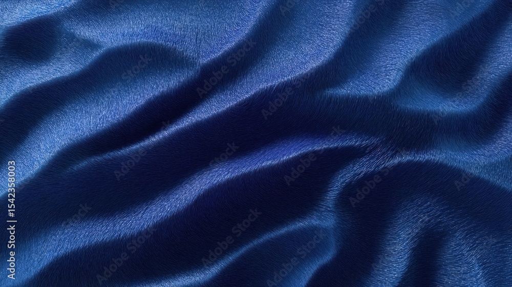 Poster close-up of a dark blue fabric with a wavy pattern. the fabric appears to be made of a shiny, silky 