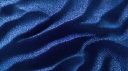 Fototapeta premium Close-up of a dark blue fabric with a wavy pattern. the fabric appears to be made of a shiny, silky material and has a smooth texture.