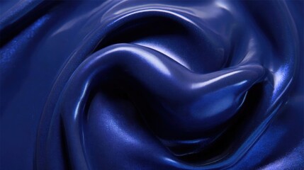 Obraz premium Close-up of a dark blue fabric with a smooth and shiny texture. the fabric appears to be made of a shiny, satin-like material and has a deep, rich blue color.