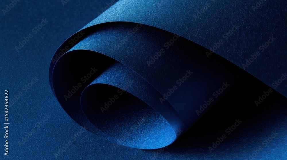 Poster close-up of a dark blue fabric with a curved shape. the fabric appears to be made of a soft, silky m