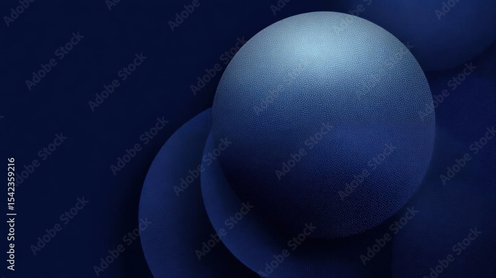 Poster abstract digital art piece with a dark blue background. in the center of the image, there is a large