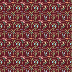 Colorful vintage floral fabric pattern for printing on fabrics, pillows, blankets, scarves.