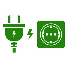 Green Electrical Plug and Socket Sustainable Energy Connection Icon