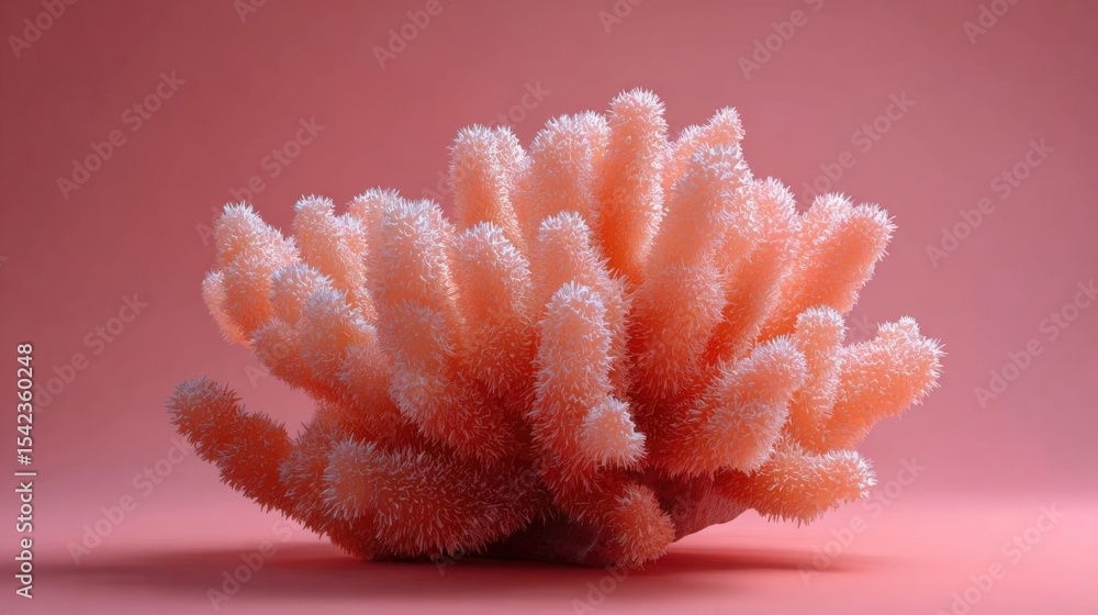 Aufkleber 3d rendering of a coral-like structure on a pink background.