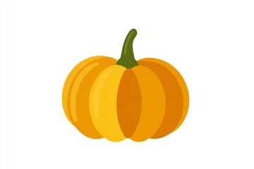 Obraz premium Bright orange pumpkin with green stem on white background