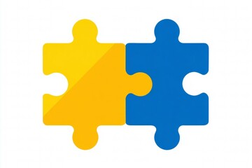 Obraz premium Interlocking yellow and blue puzzle pieces representing unity