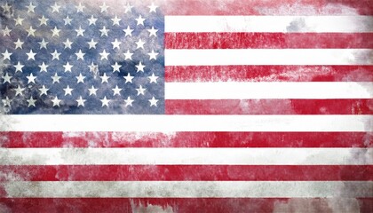 Fototapeta premium grungy vintage american flag with faded red white and blue texture for patriotic design, retro branding, political campaign, or independence day graphic use