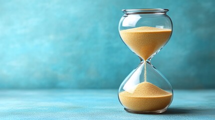 Time Passing: An Hourglass Against a Teal Background