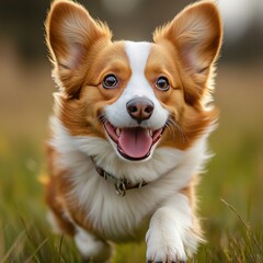 A dog running across a field. Generative AI