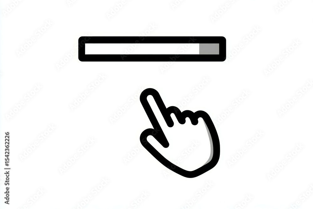 Poster hand cursor pointing at loading progress bar icon.