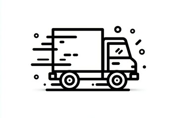 Fototapeta premium Quick delivery: fast moving truck with speed lines icon on white background