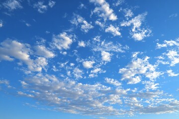 Scenic blue sky with white cumulus clouds on a sunny day