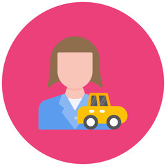 Naklejka premium Car Saleswoman icon vector image. Can be used for Automotive Dealership.