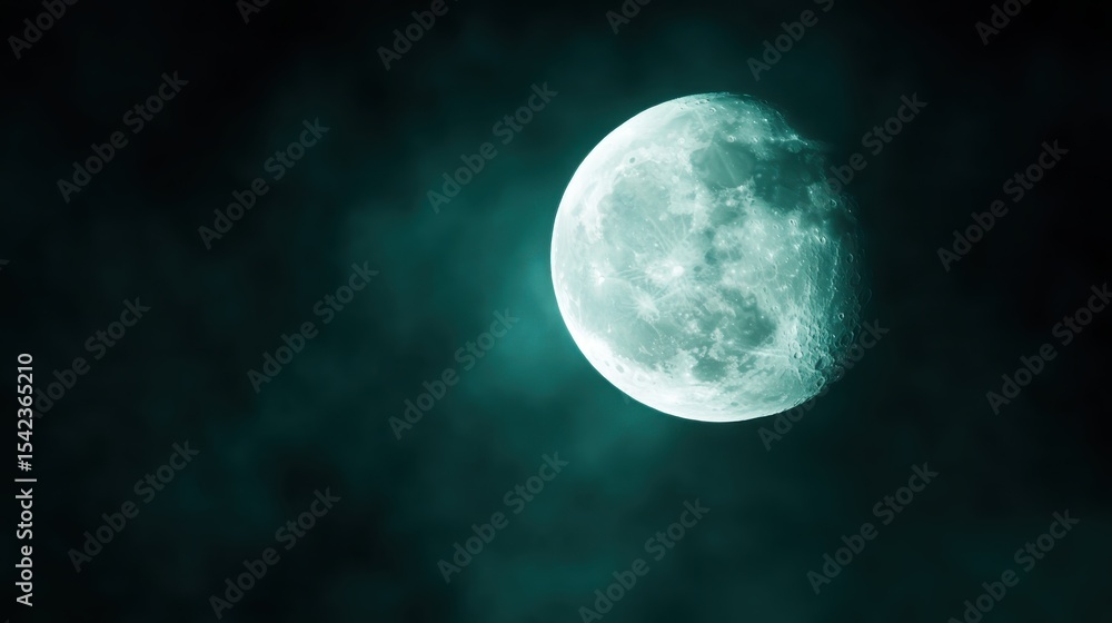 Poster a mysterious moon casts its glow in a dark night sky, creating an enchanting atmosphere that captiva