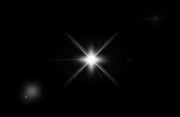 Png white star light, sparkle. Yellow light effect. Shining light with yellow gold color. Png spotlight spark