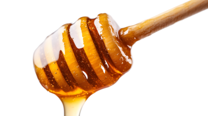 Golden Honey Dripping Dipper isolated on a transparent background