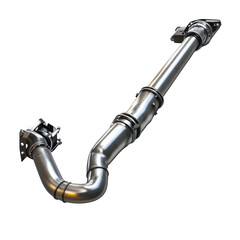 New exhaust gas catalytic converter and Y-branch pipe of a vehicle, New exhaust gas catalytic converter with Y-branch pipe, isolated on transparent background