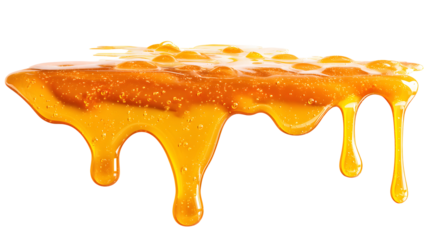 Golden Honey Dripping Texture isolated on a transparent background
