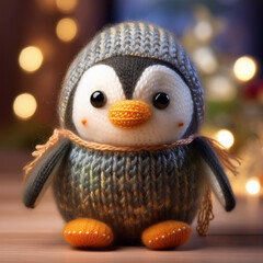 Penguin with Scarf and Lights